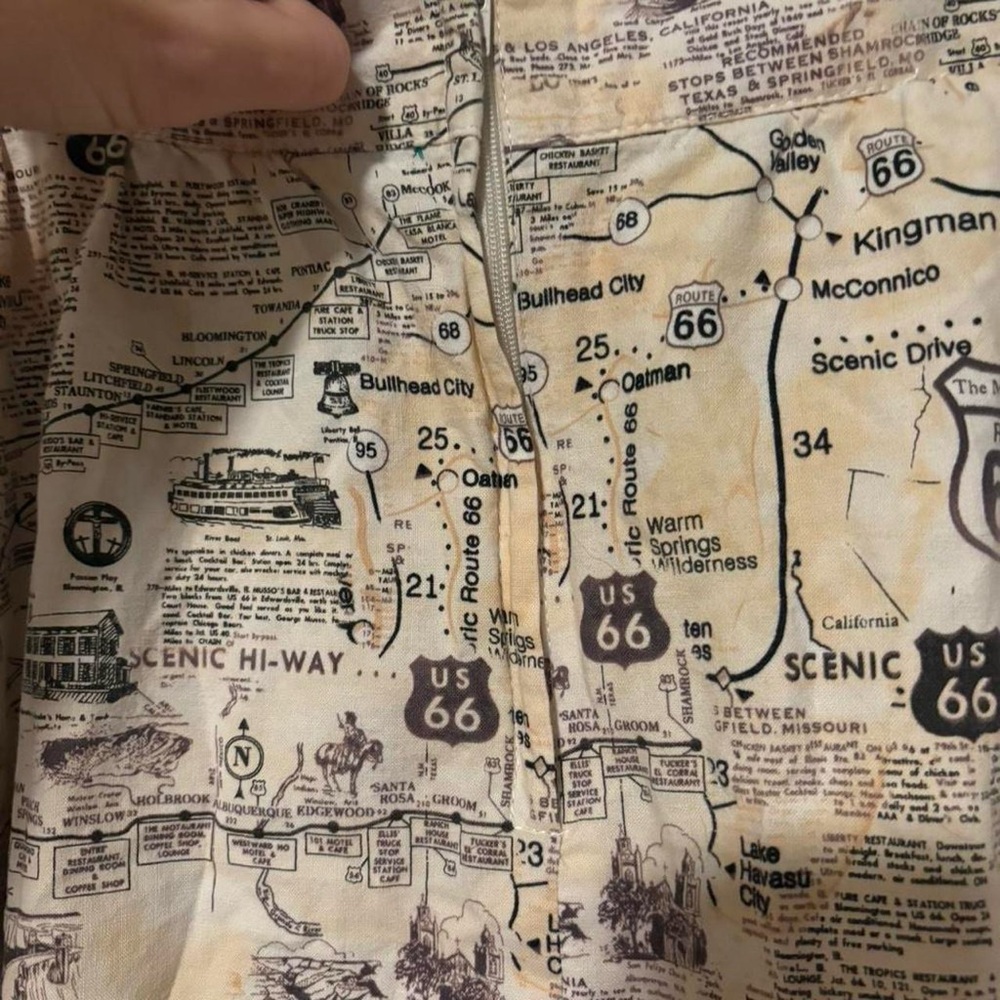 Really fun skirt with with Route 66 map print cotton made in USA med - Picture 4 of 8